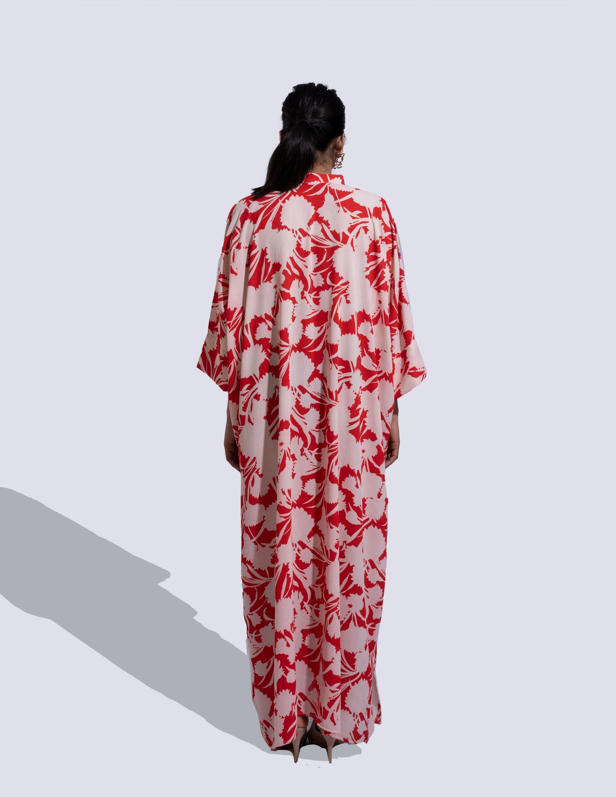 Havana Red & Cream Orchid Kaftan