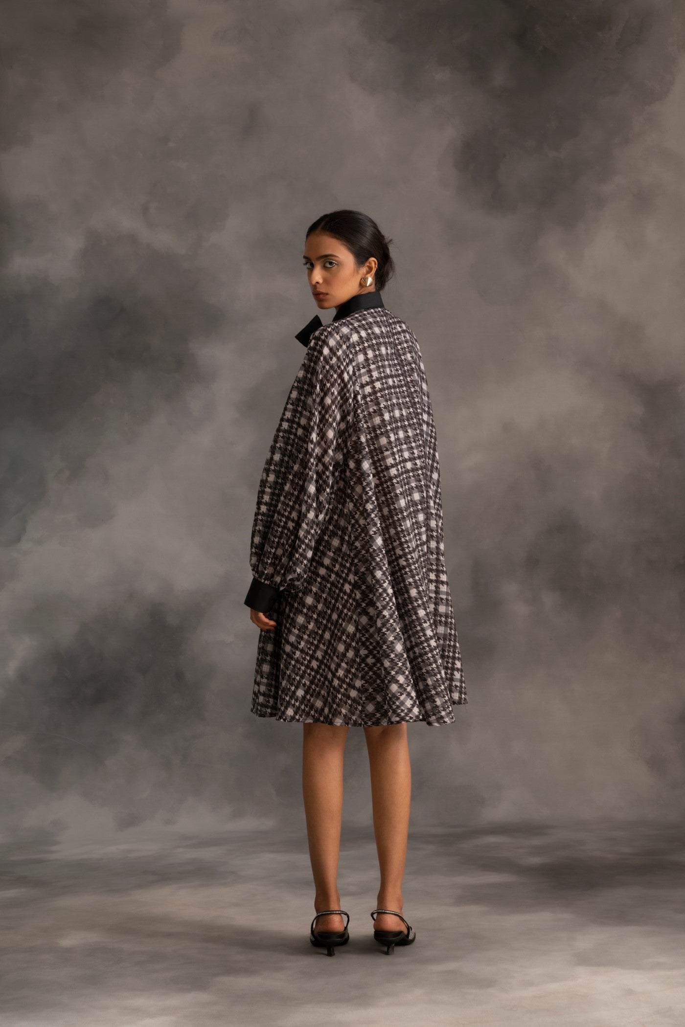 Black & Grey Tie-Up Dress