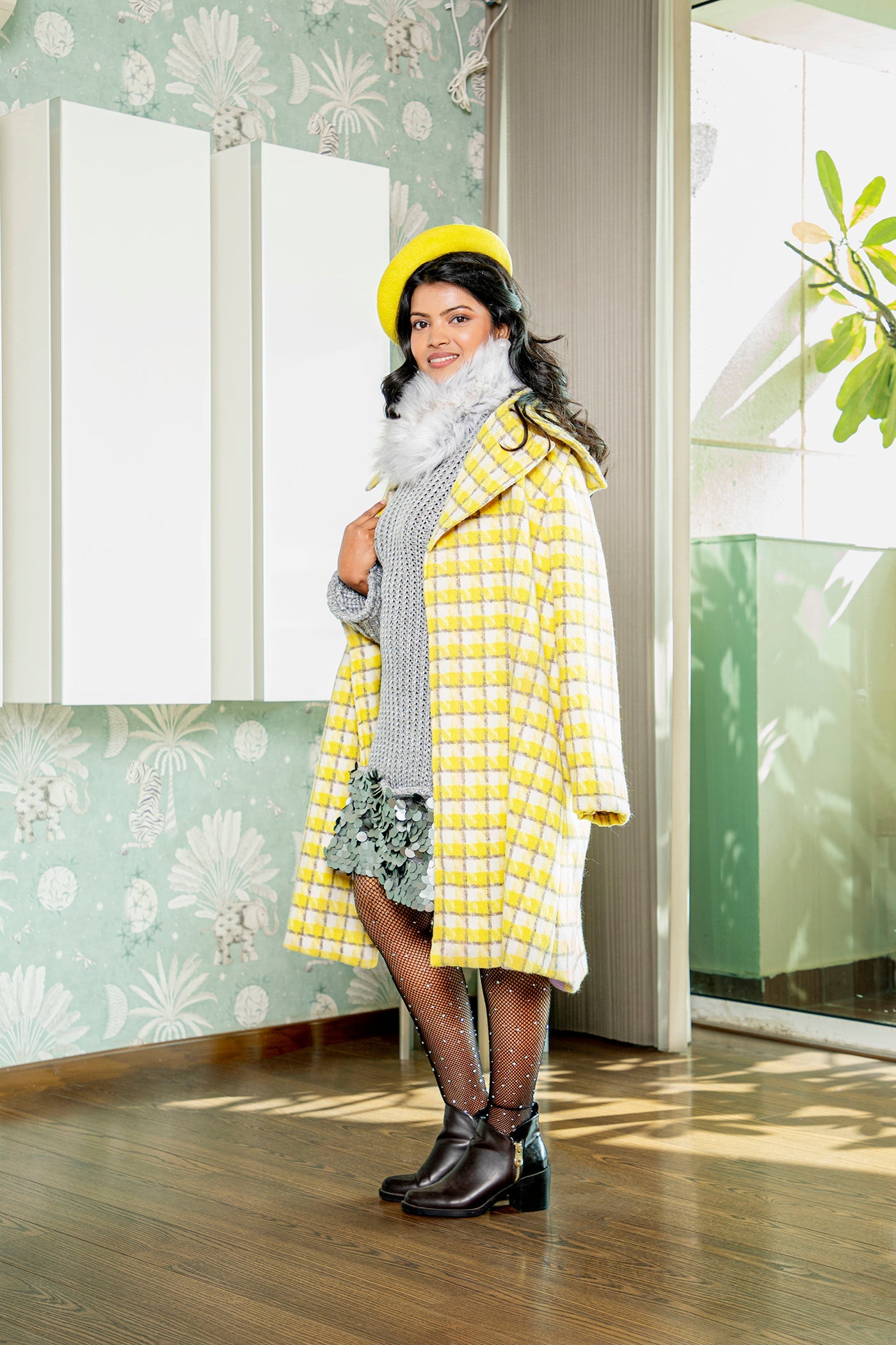 Yellow trench coat