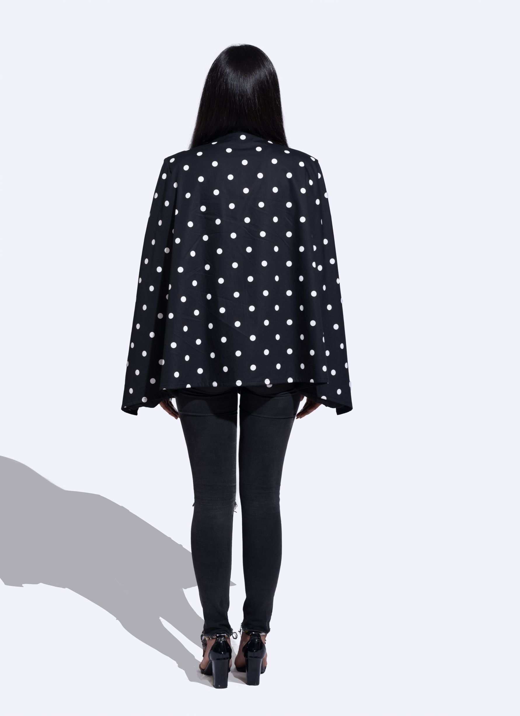 Ilaria Black polka dot cape