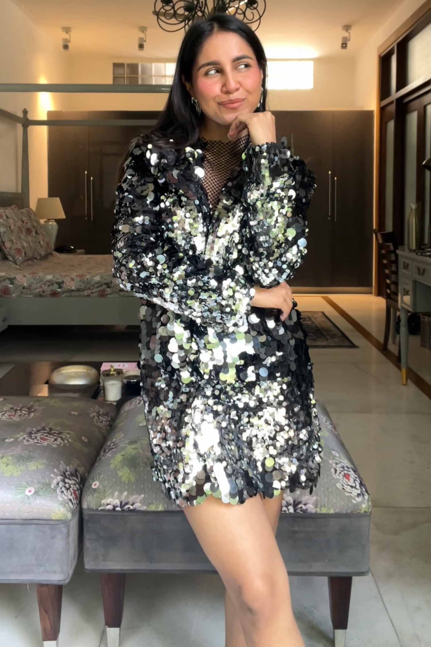 Punanya in Silver Sequin Blazer