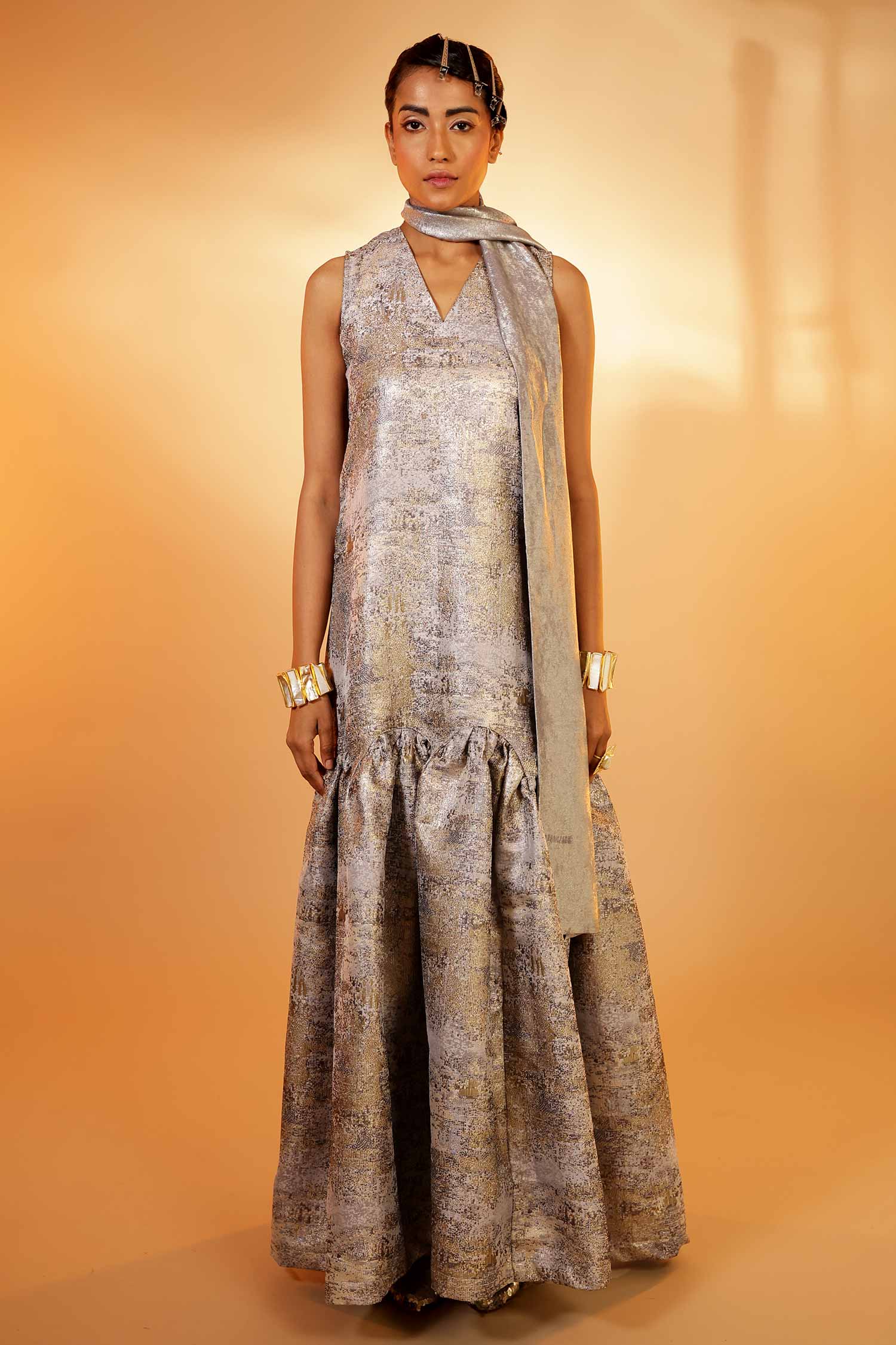 Silver Jacquard Maxi