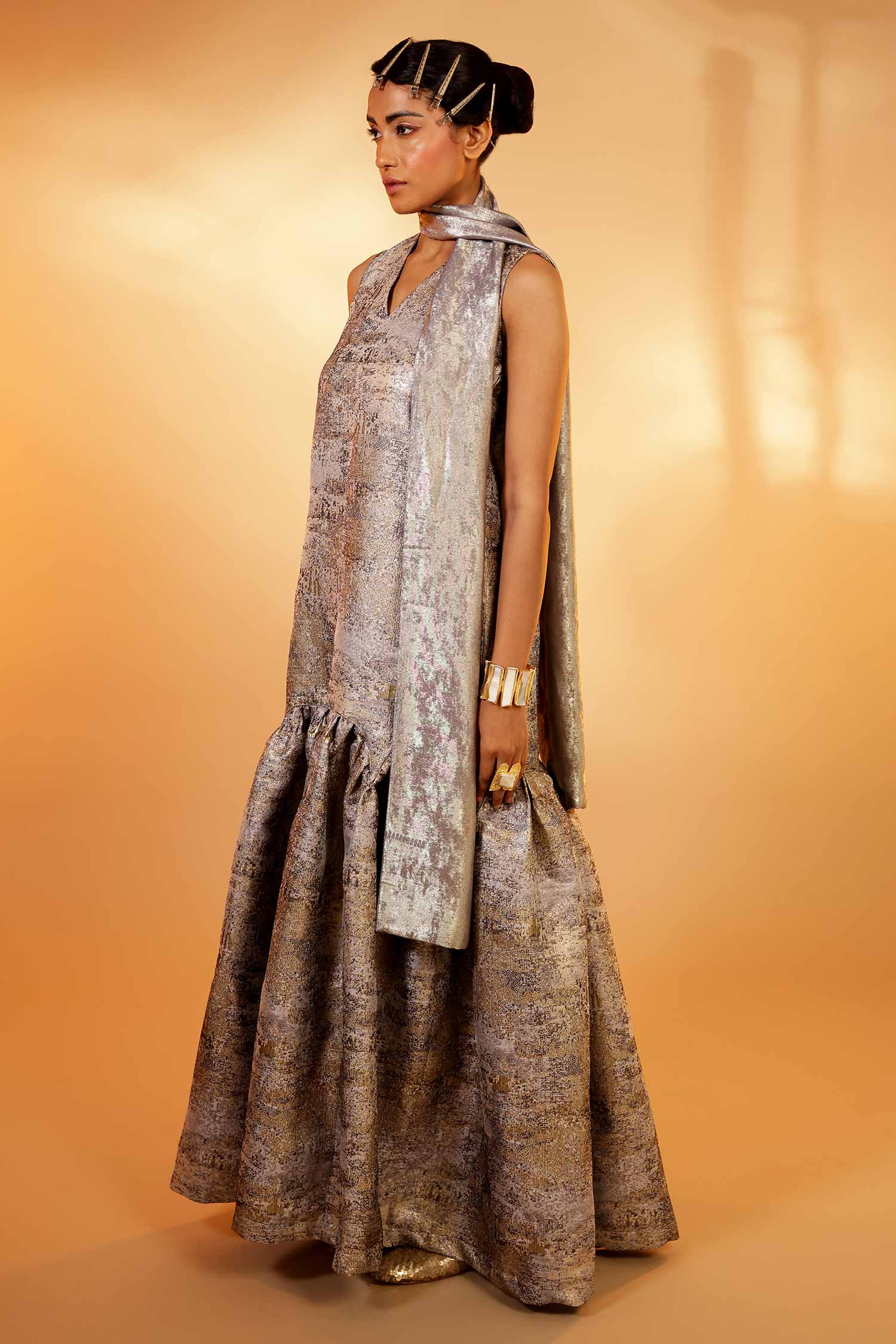 Silver Jacquard Maxi