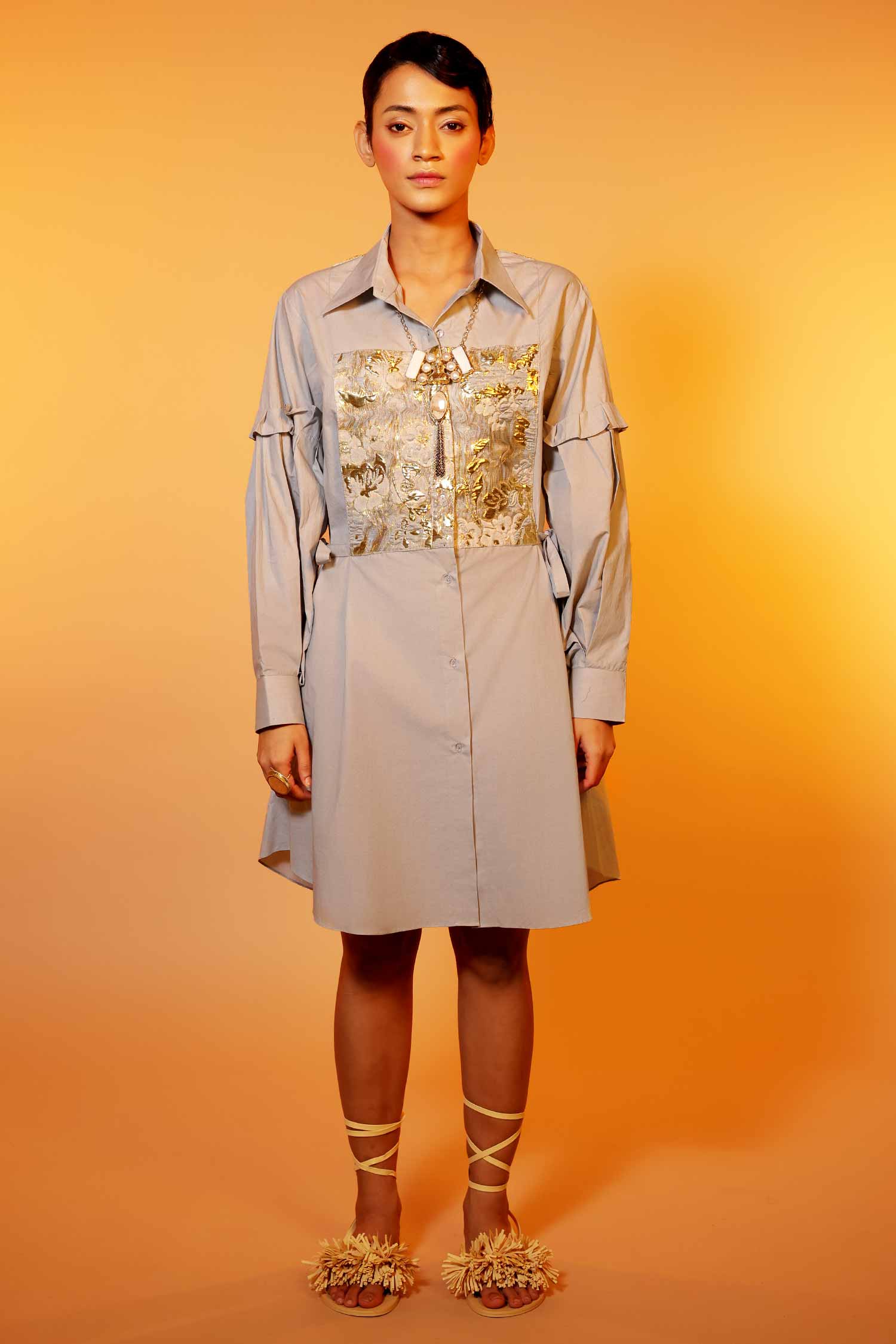 Shirt Dress with Jacquard patch