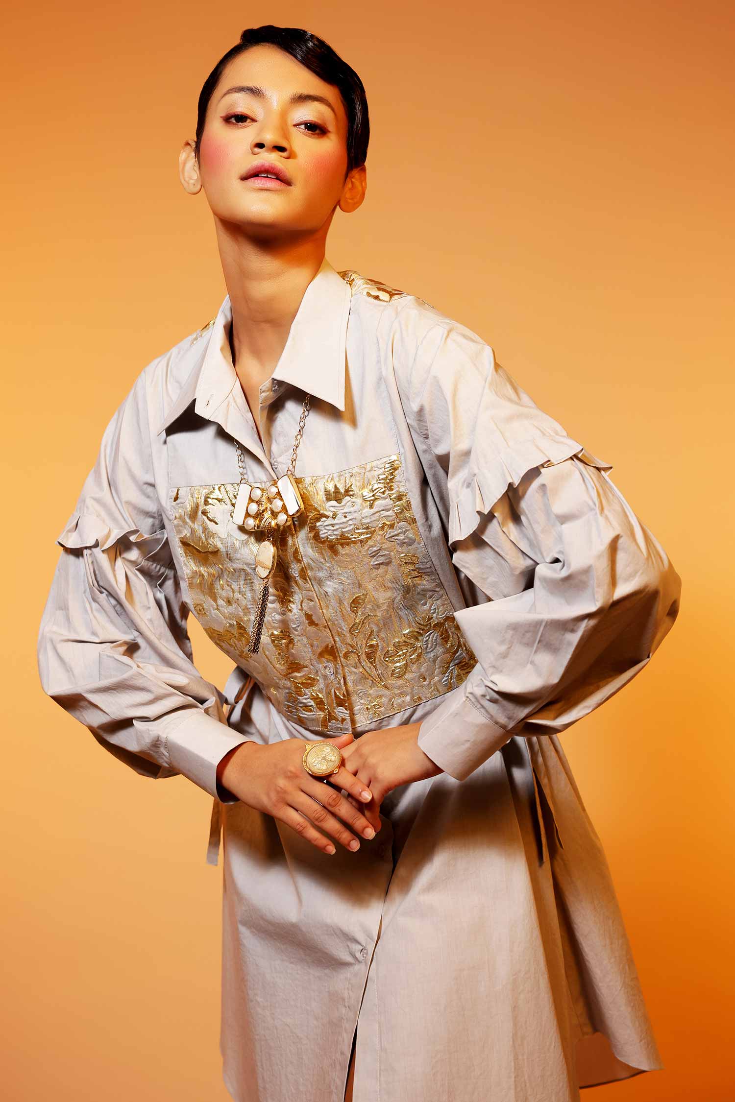 Shirt Dress with Jacquard patch