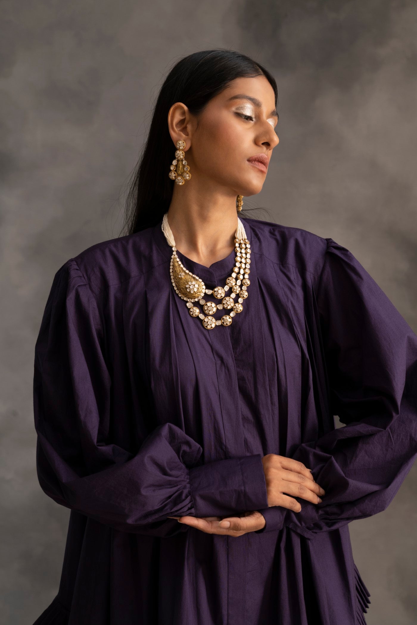 Purple Pleated dress