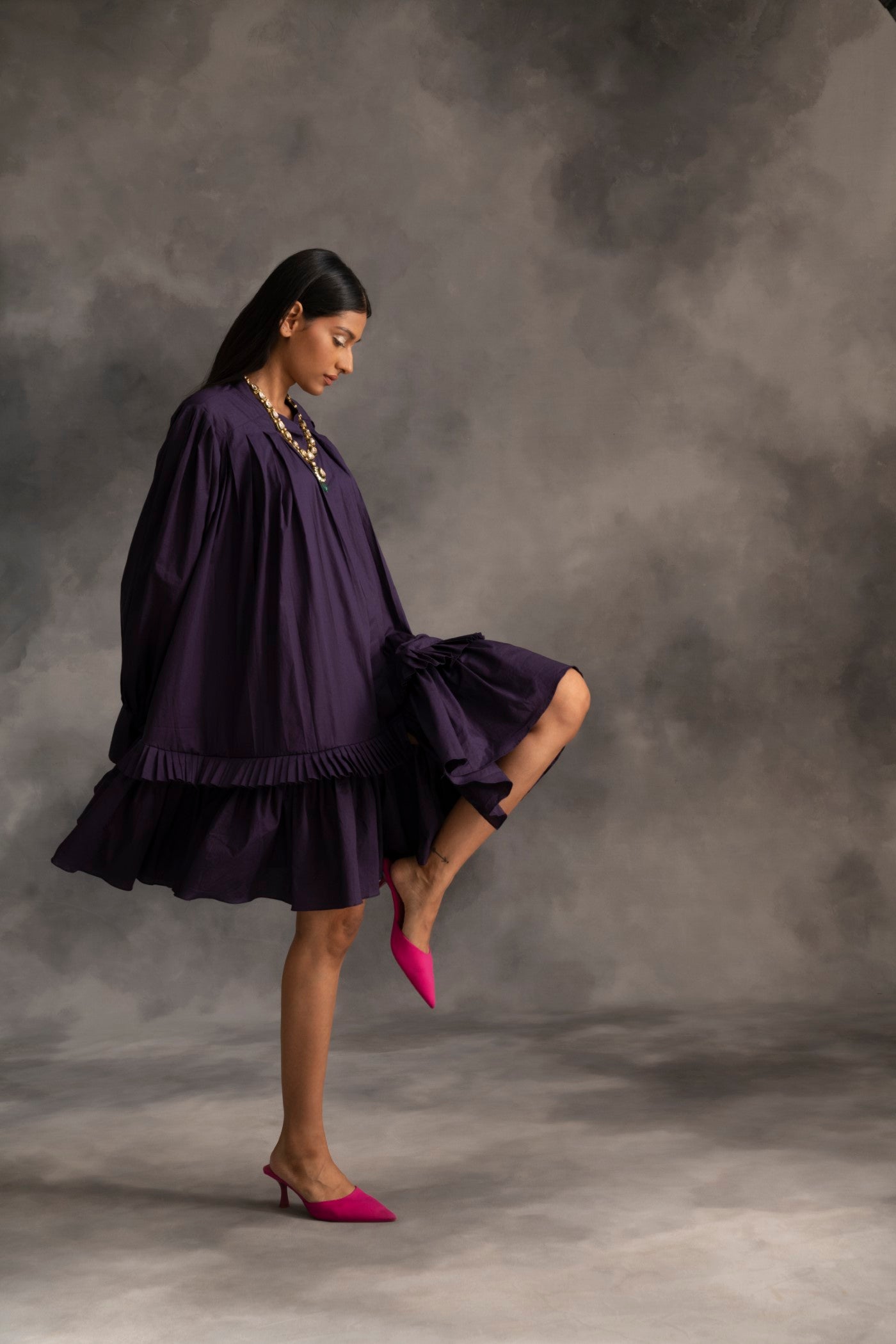 Purple Pleated dress