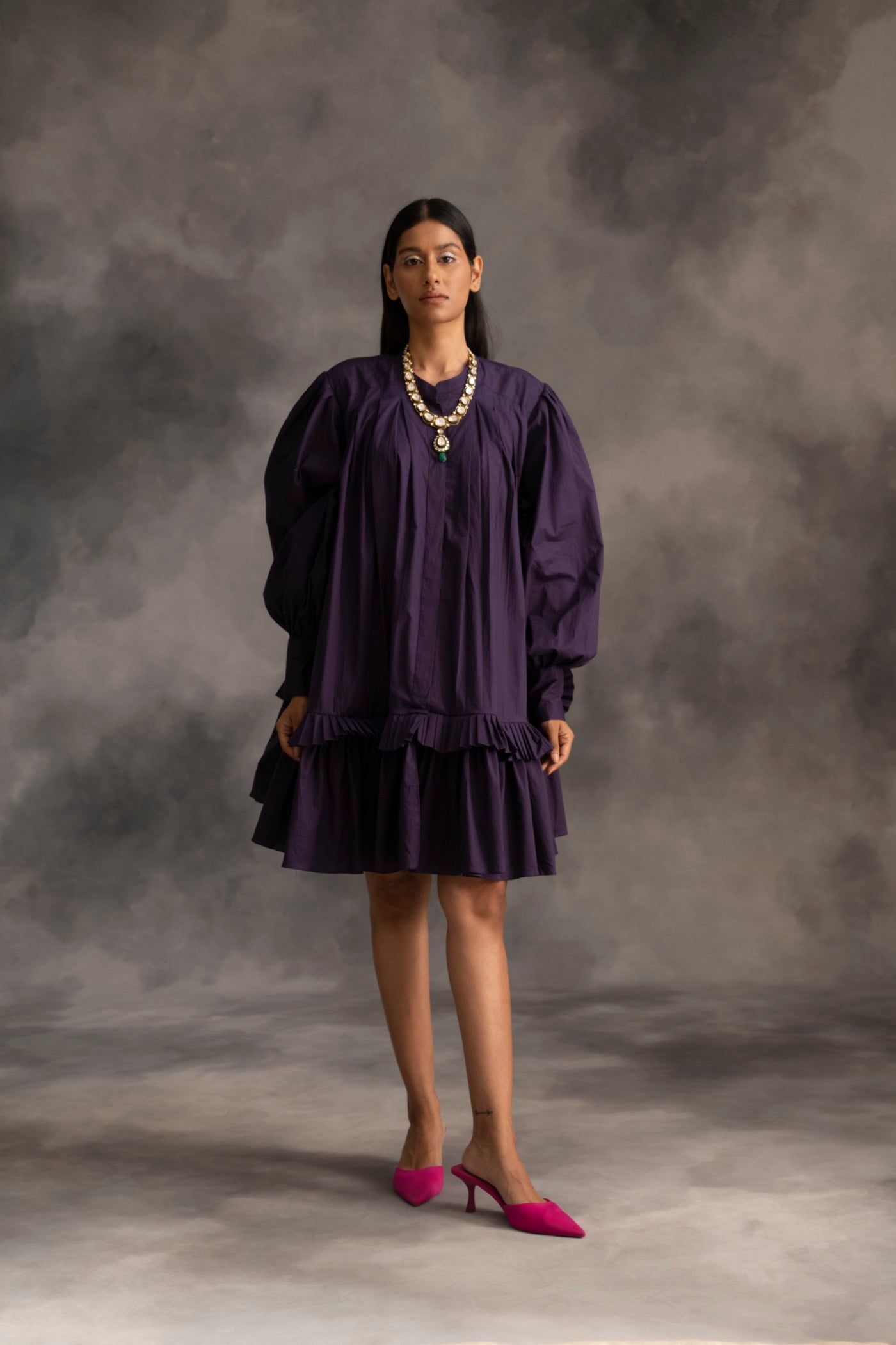 Purple Pleated dress