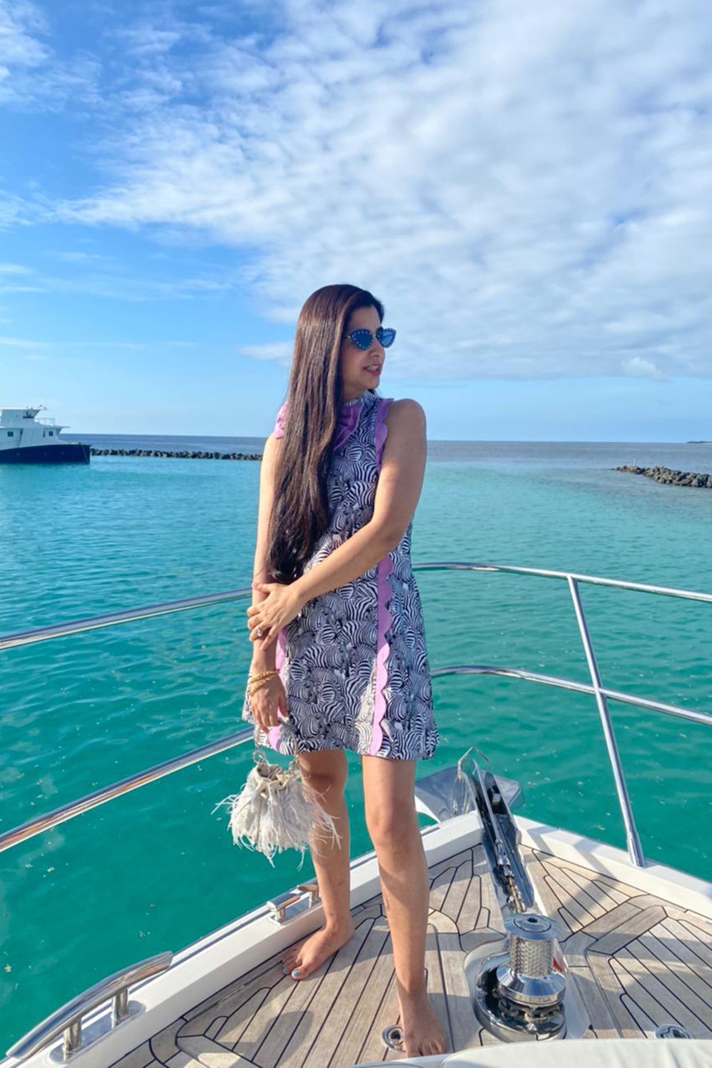 Zebra Scallops & Bow dress