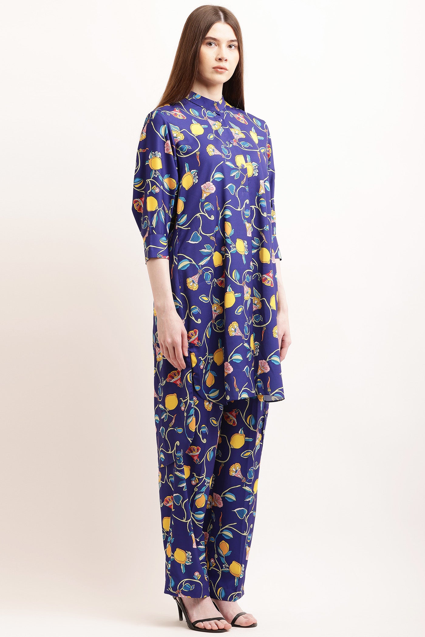 Blue Flower Print Pant & Kurta