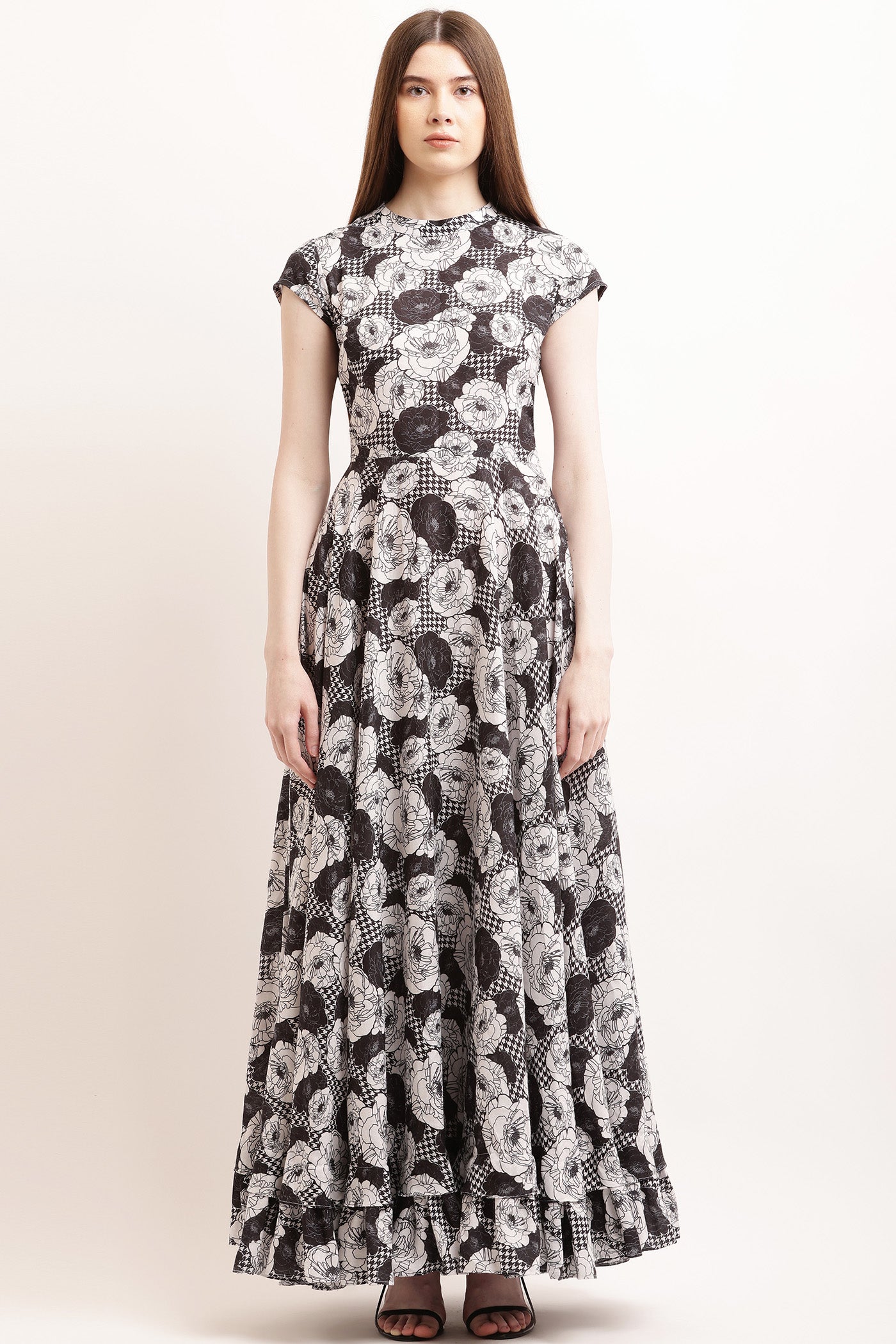 Bow Maxi White Printed Flower Jaal