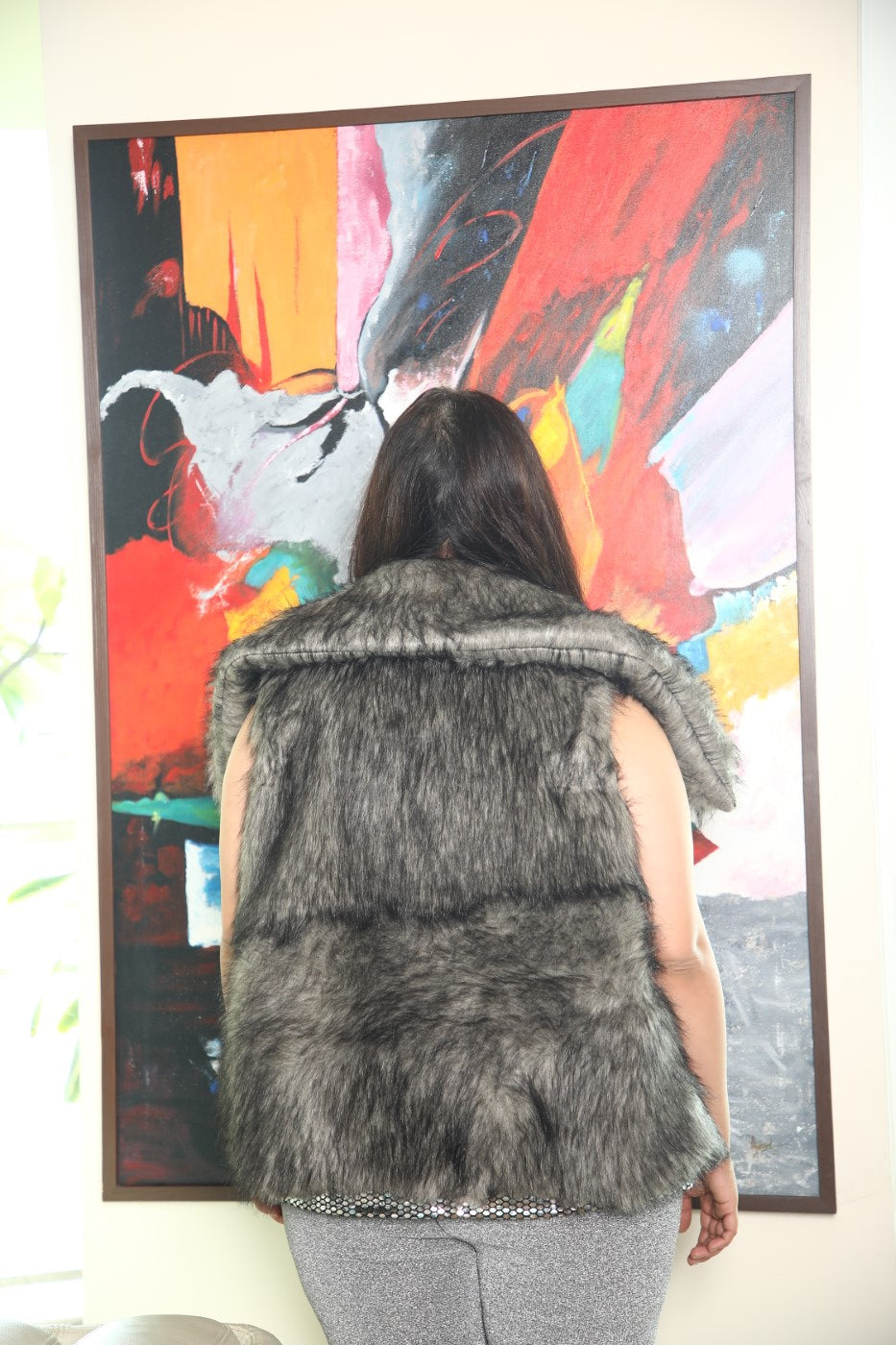 Sania Chadha In Grey dual fur jacket