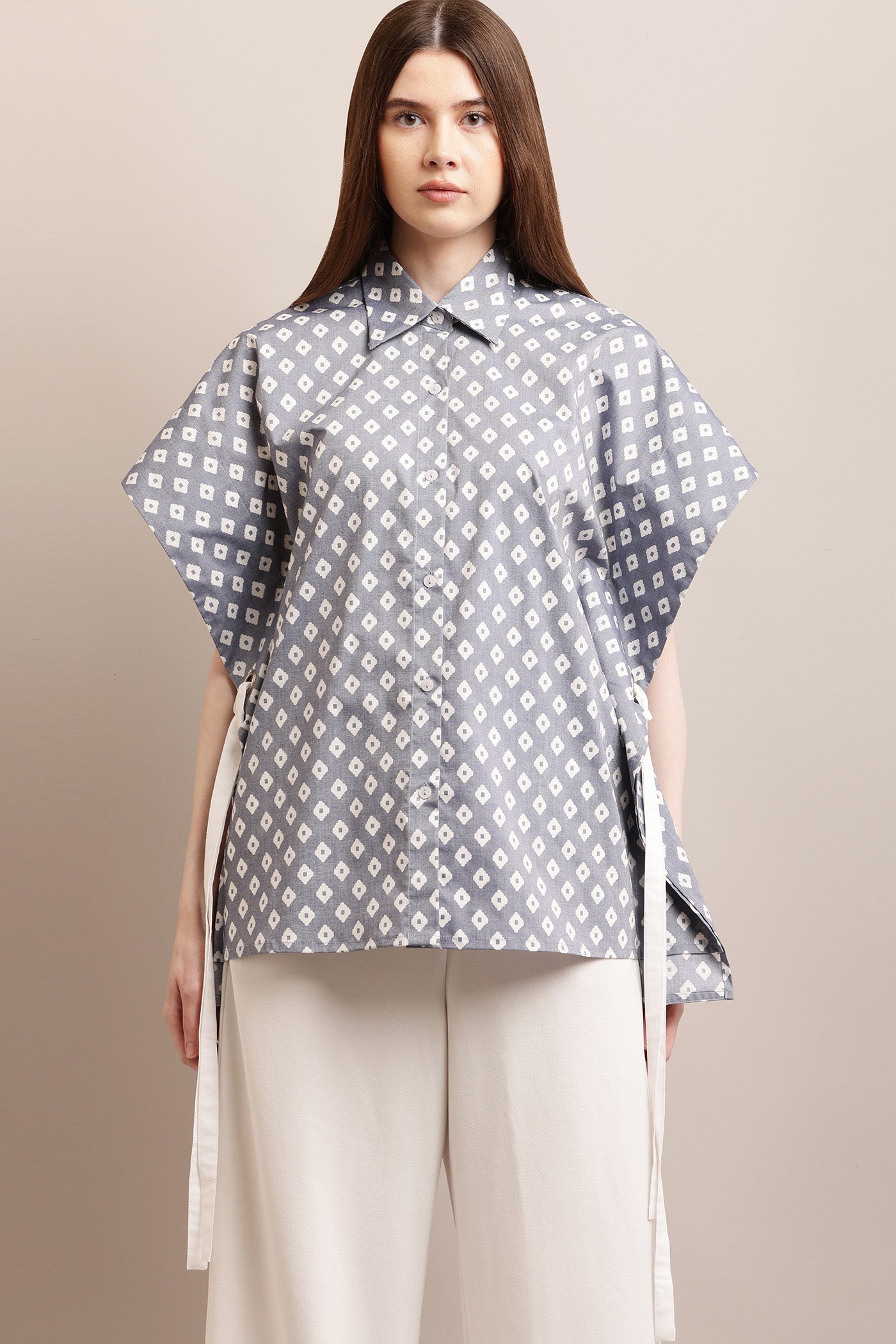 Printed Shirt With Frill Circles at the back