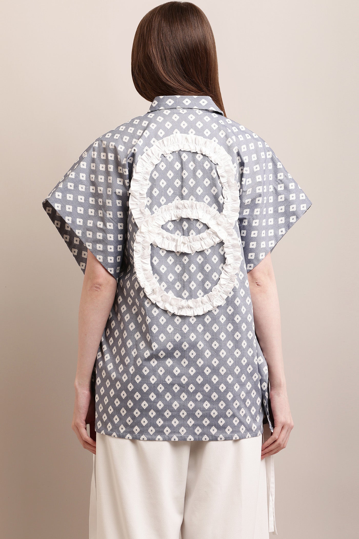 Printed Shirt With Frill Circles at the back