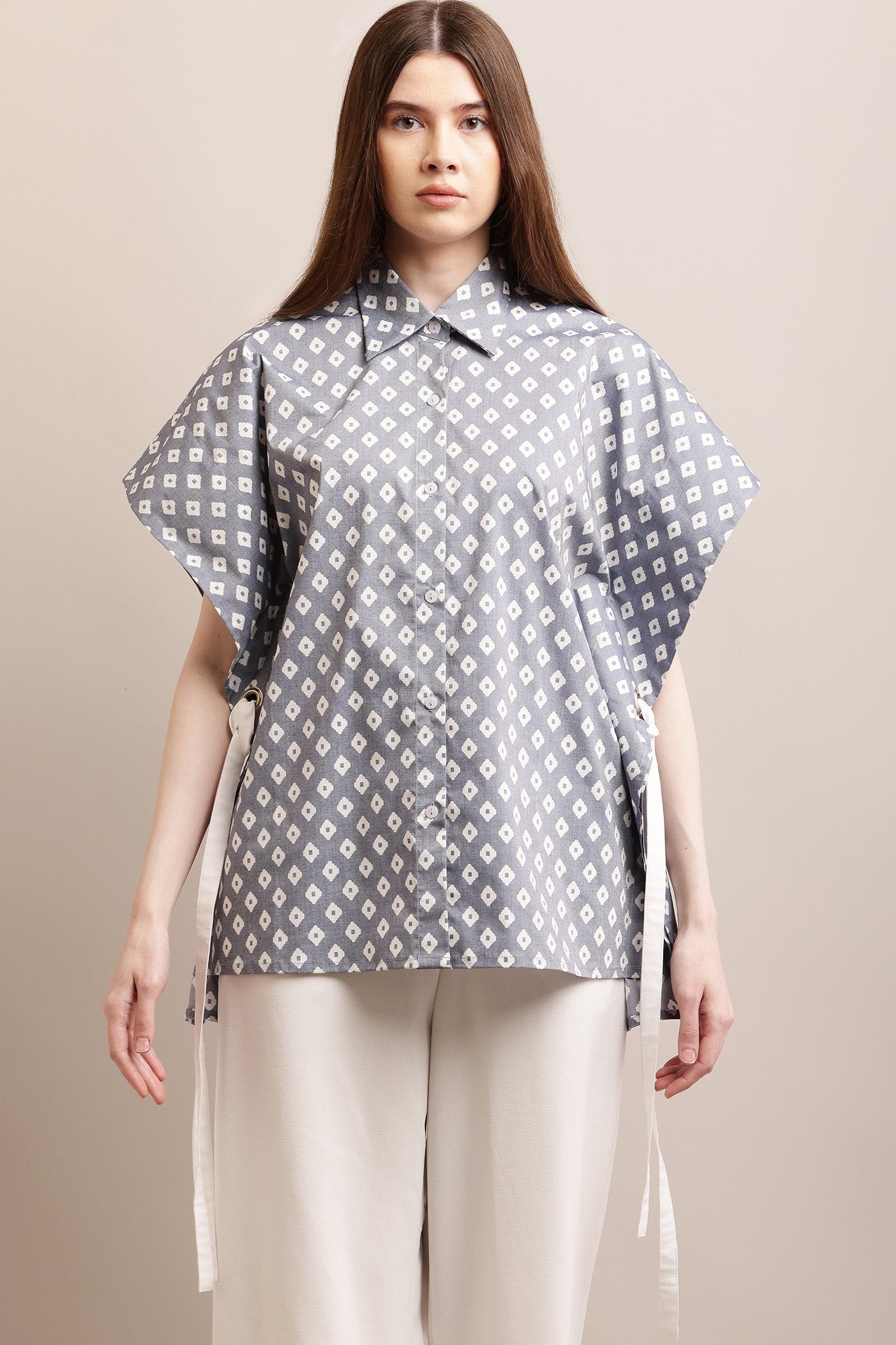 Printed Shirt With Frill Circles at the back