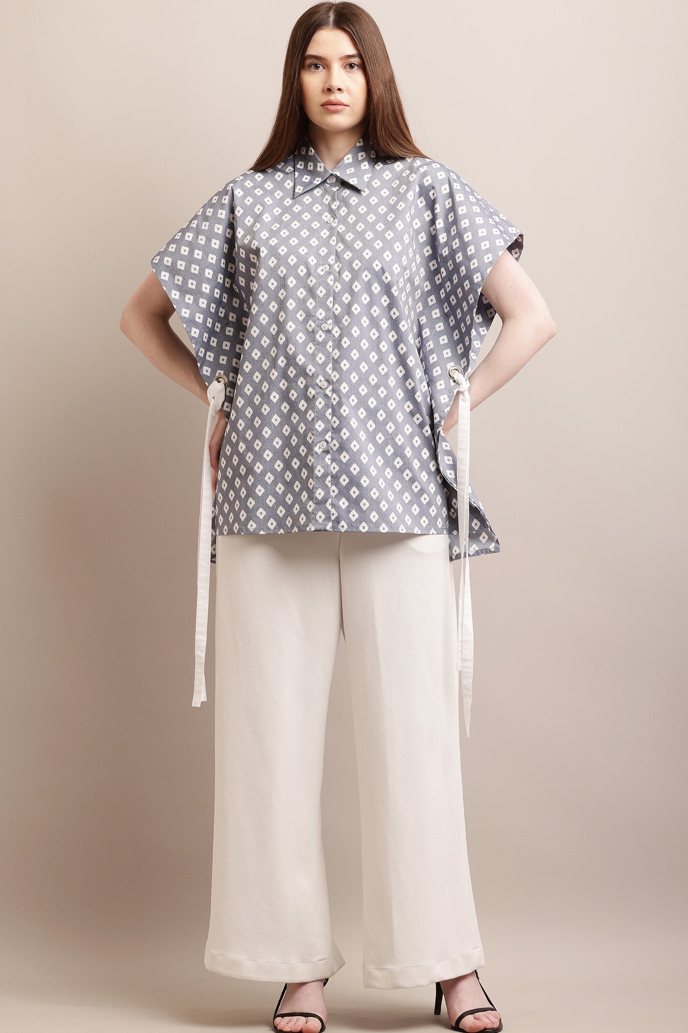 Printed Shirt With Frill Circles at the back