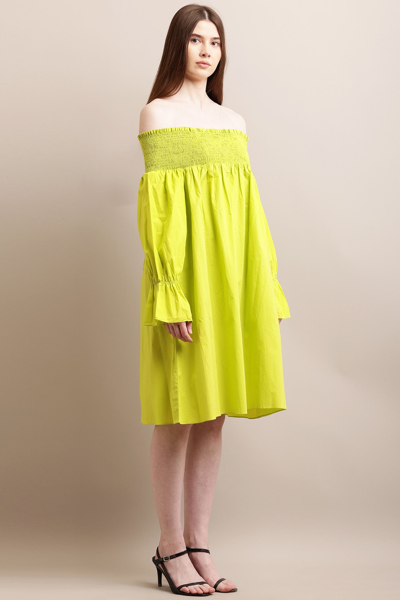 Lime Green Off Shoulder Dress