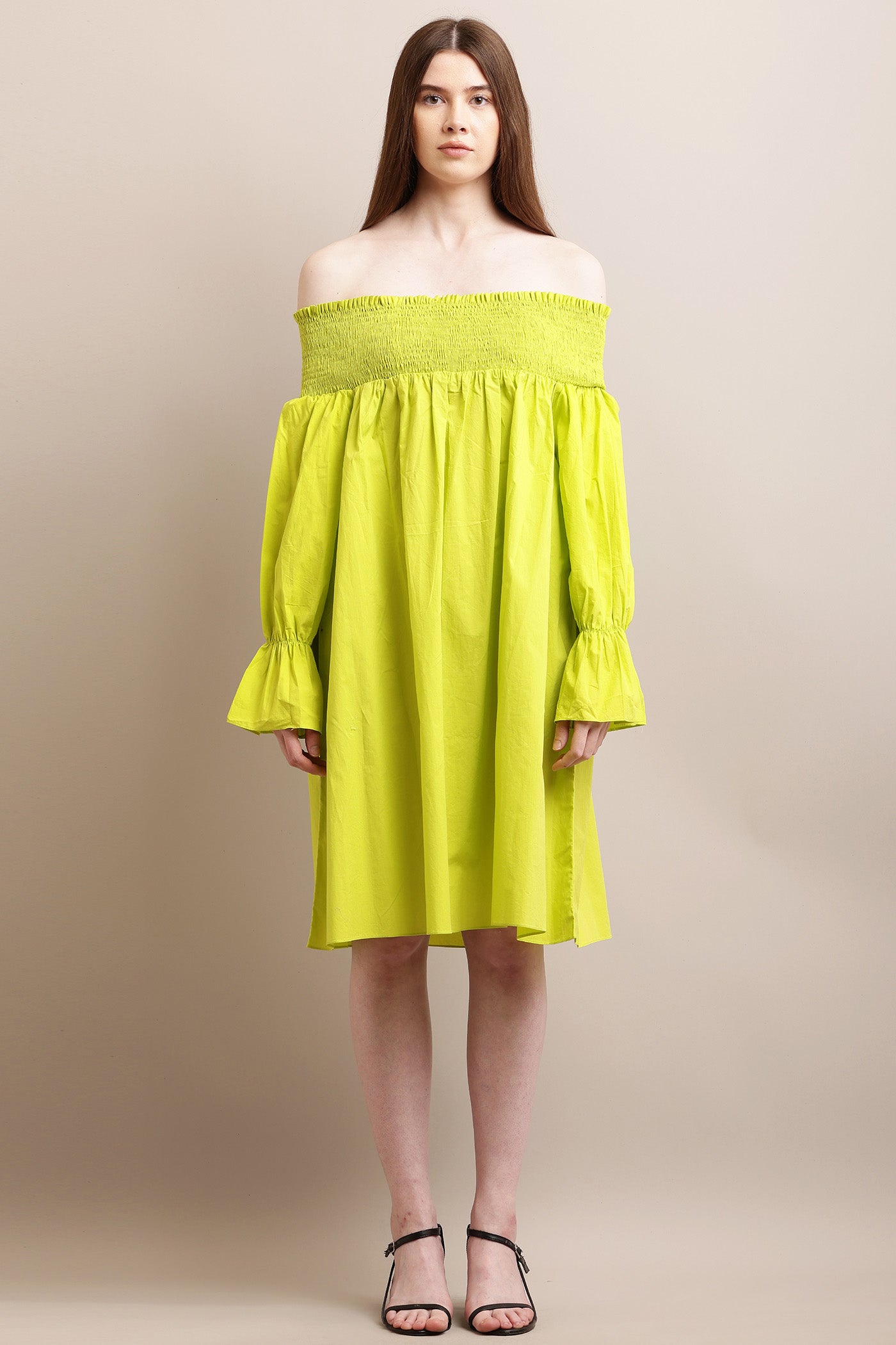 Lime Green Off Shoulder Dress