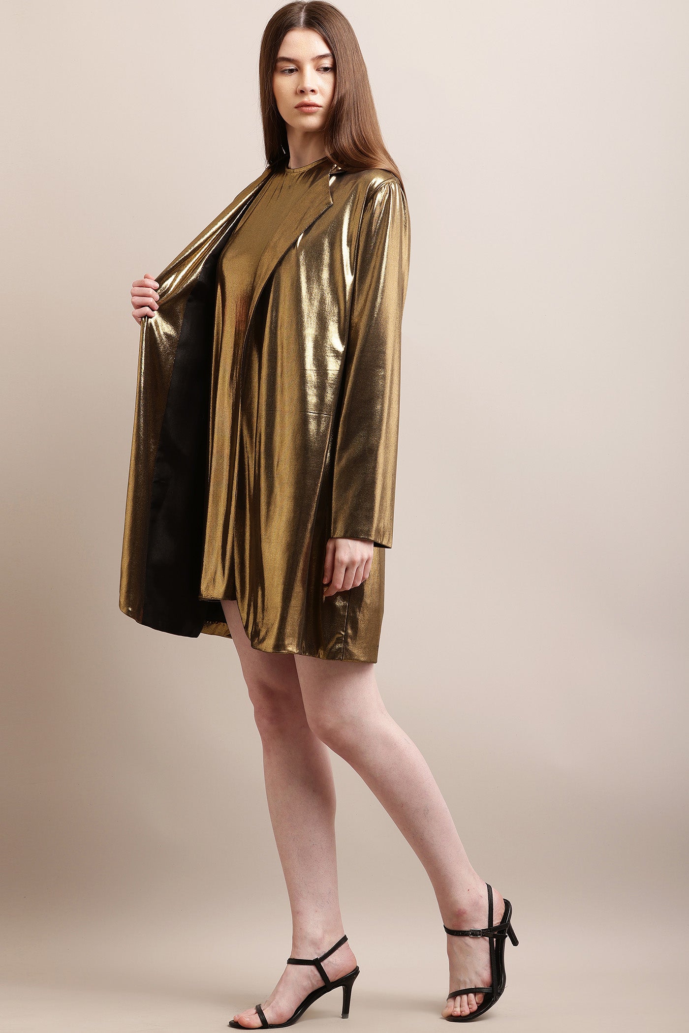 Dark Golden Metalic Blazer & Dress