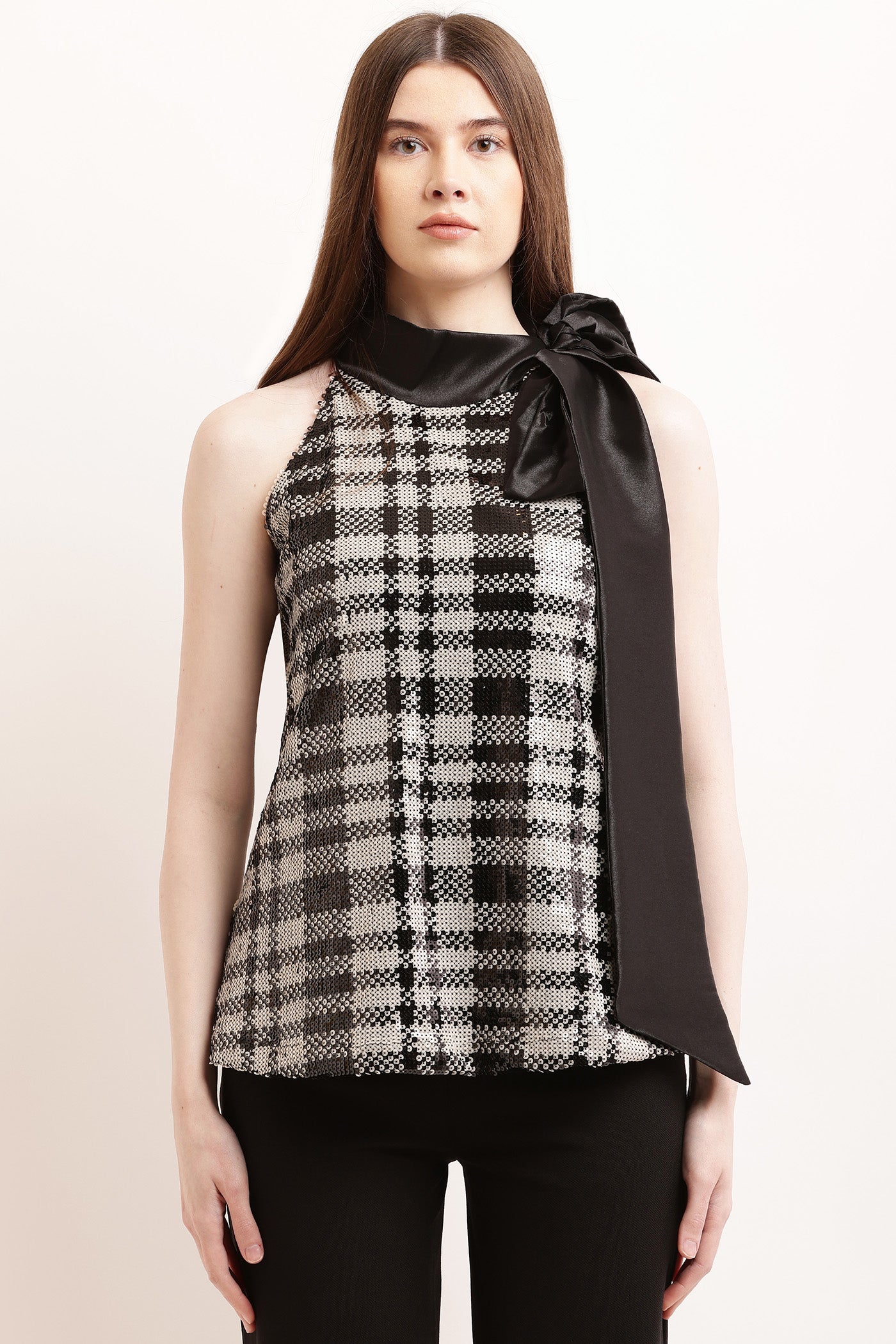 Luxe Checkered Party Top