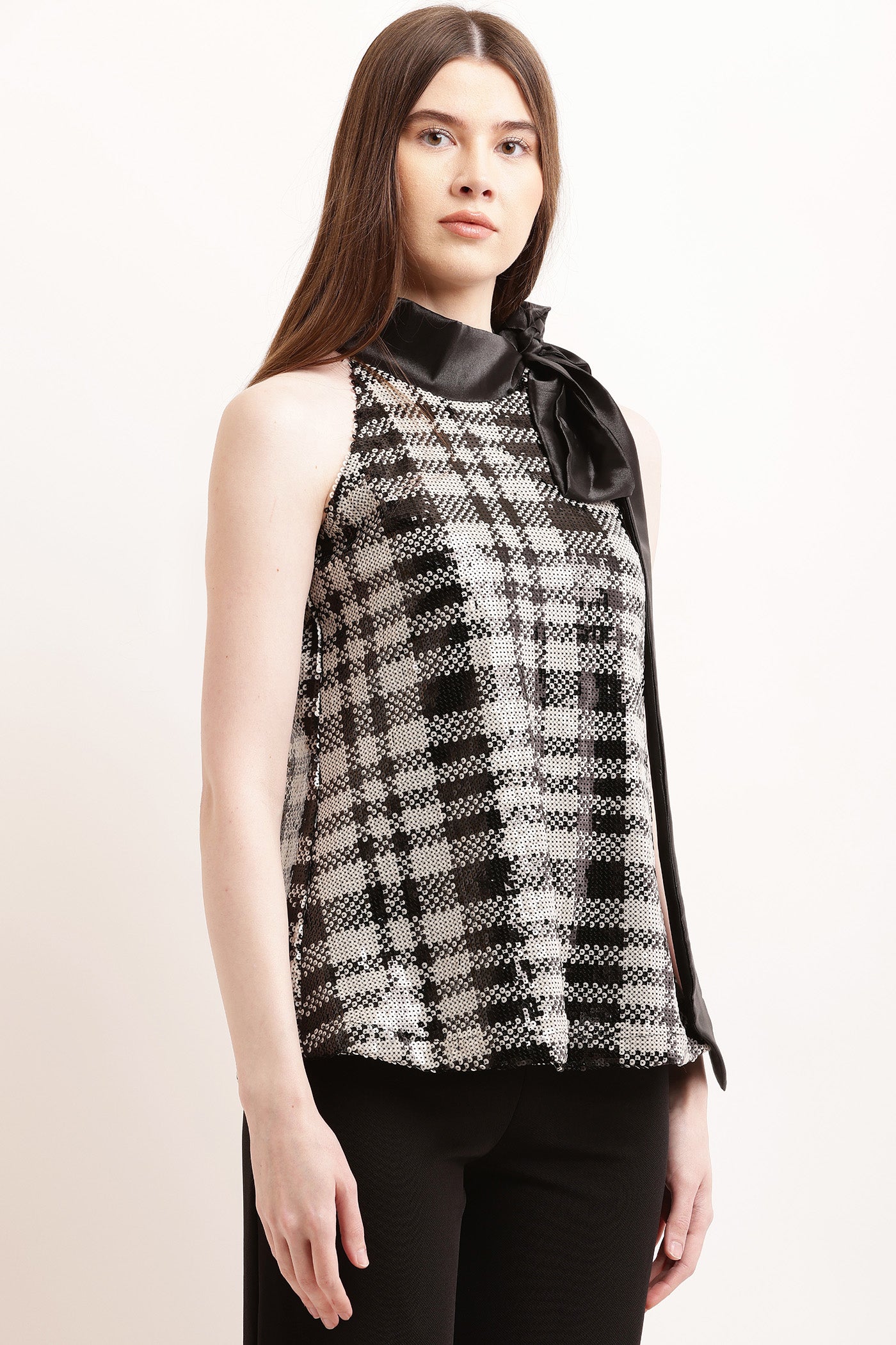 Luxe Checkered Party Top