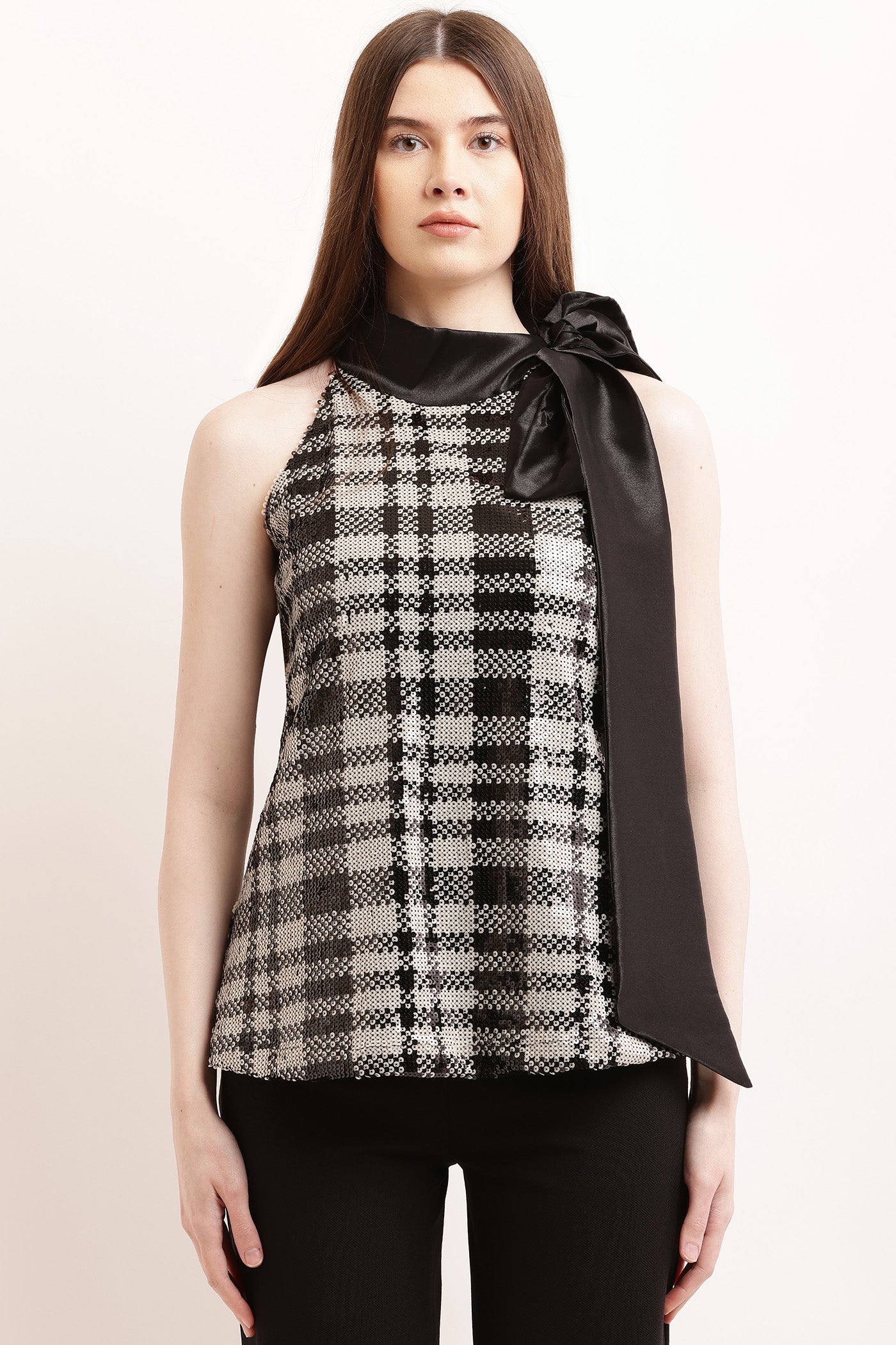 Luxe Checkered Party Top