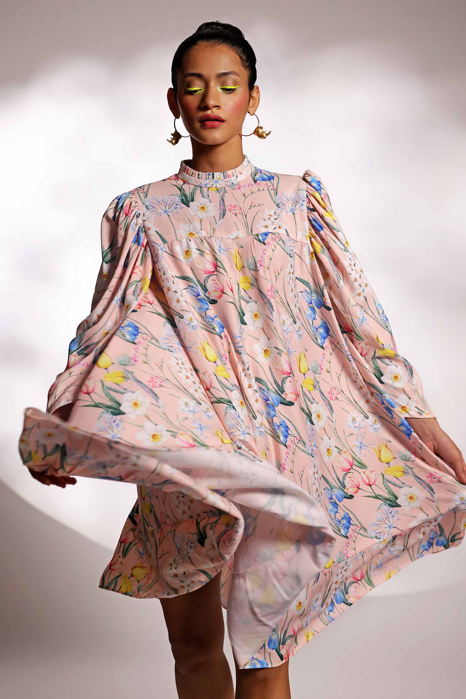 Buy Nuon Pink Abstract Printed One Shoulder Dress from Westside