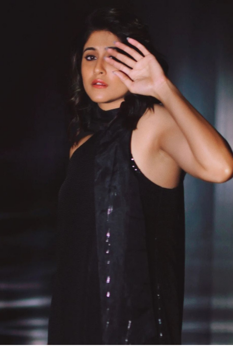 Regina Cassandra In Black Luxe Party Dress