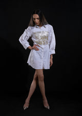 Tawook White Jacquard Dress