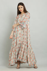 Floral printed Ruffle down dress