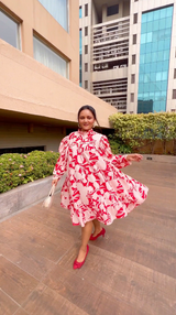 Manali Gandhi In Red and cream inverse flora dress