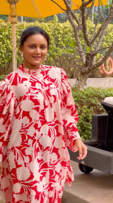 Manali Gandhi In Red and cream inverse flora dress