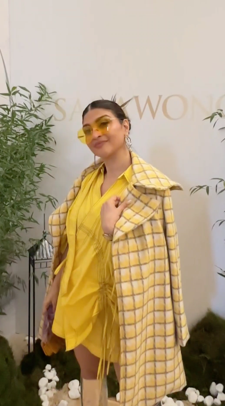 Khushnaz Turner In Yellow trench coat